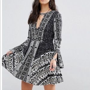 Free People Teagan Print Dress in Black